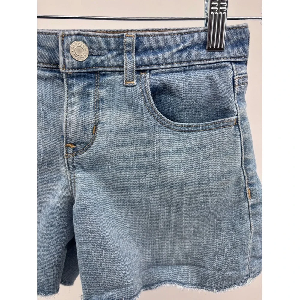 Gap‎ Kids Girls Denim Midi Shorts Light Wash Raw Hem Summer Casual Size 8